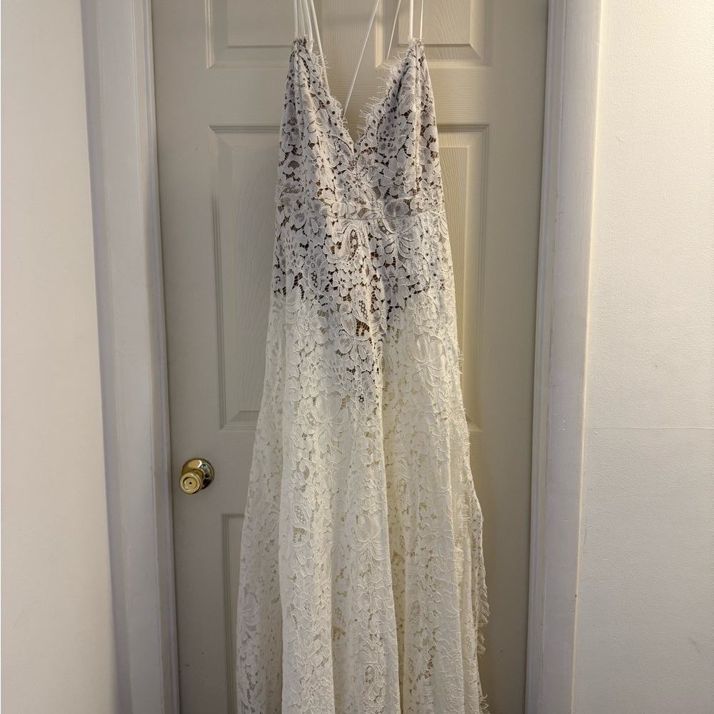 Lulu's White Lace Maxi Dress